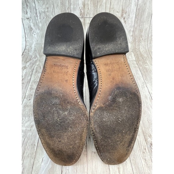 Johnston & Murphy Aristocrat 8.5 Cordovan Burgundy Leather Wingtip Dress Shoes - Picture 7 of 9